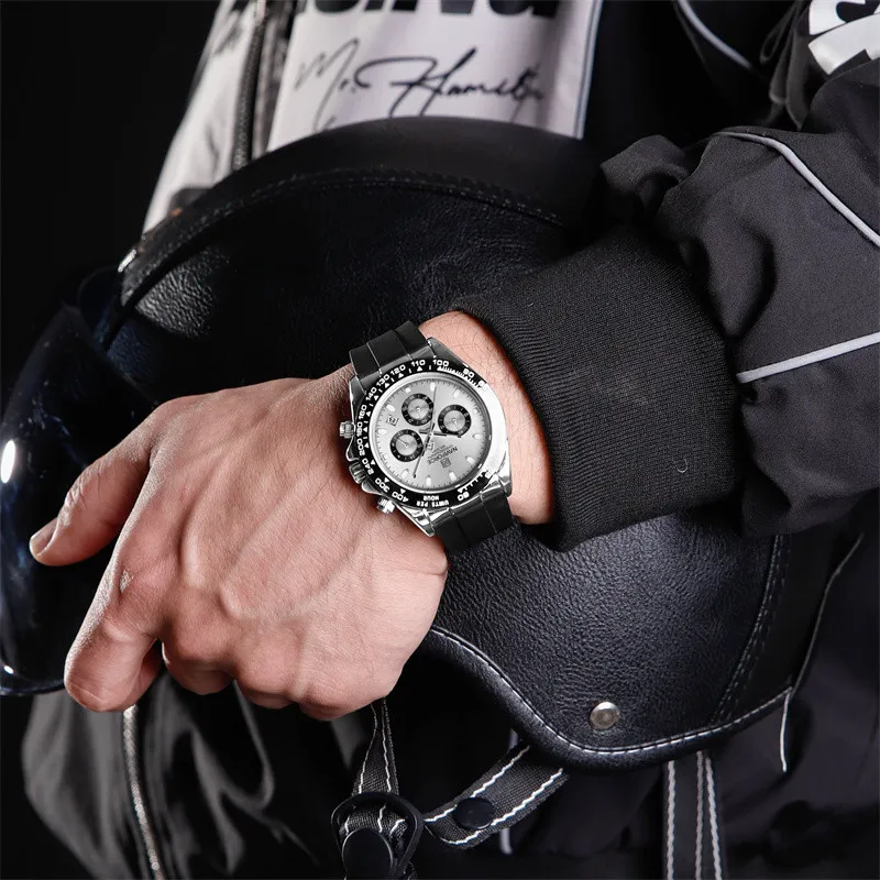 Ảnh Naviforce Đồng hồ nguyên bản dành cho nam Dây silicon thể thao thông thường Chronograph Đồng hồ đeo tay dạ quang 3