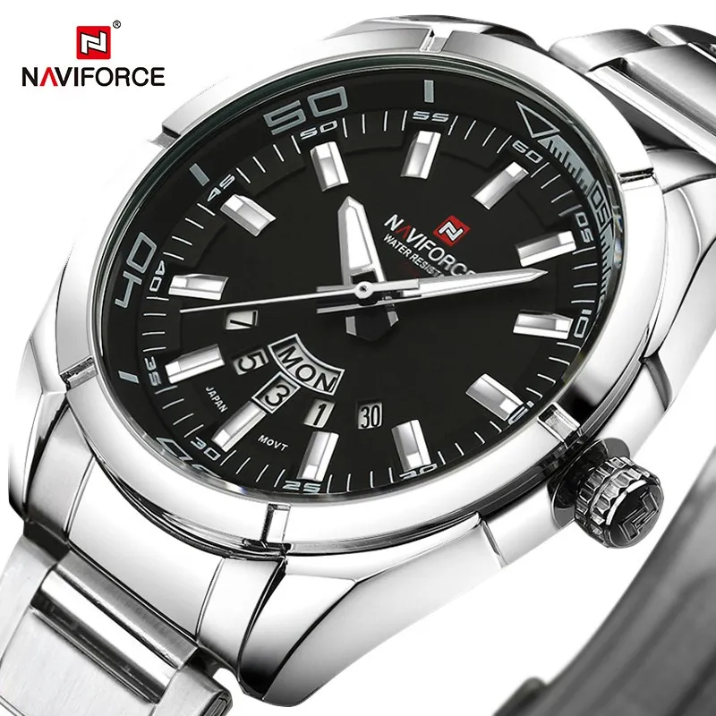 Ảnh Naviforce Đồng Hồ quartz Chống Thấm Nước 30m Chất Liệu Thép Không Gỉ Phong Cách Doanh Nhân Cho Nam 1