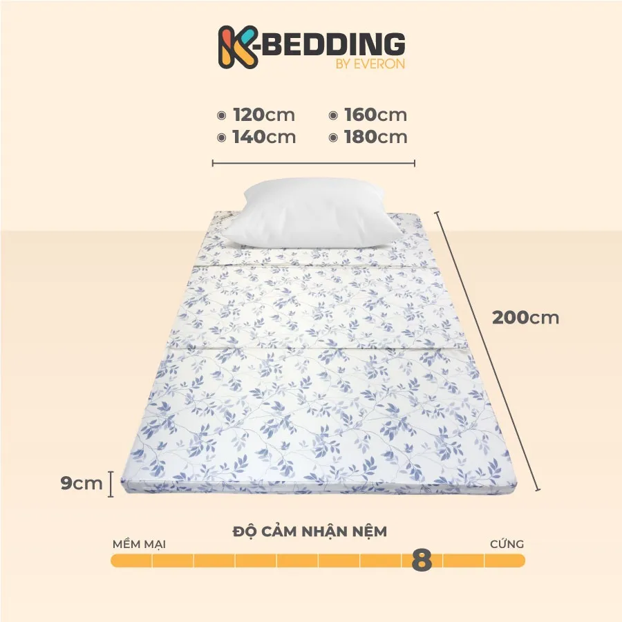 Ảnh Nệm Bông Ép Gấp 3 K-Bedding By Everon MTP lớp vải tencel thoáng mát, nệm cứng cao 9cm, bảo hành 5 năm, màu ngẫu nhiên 4