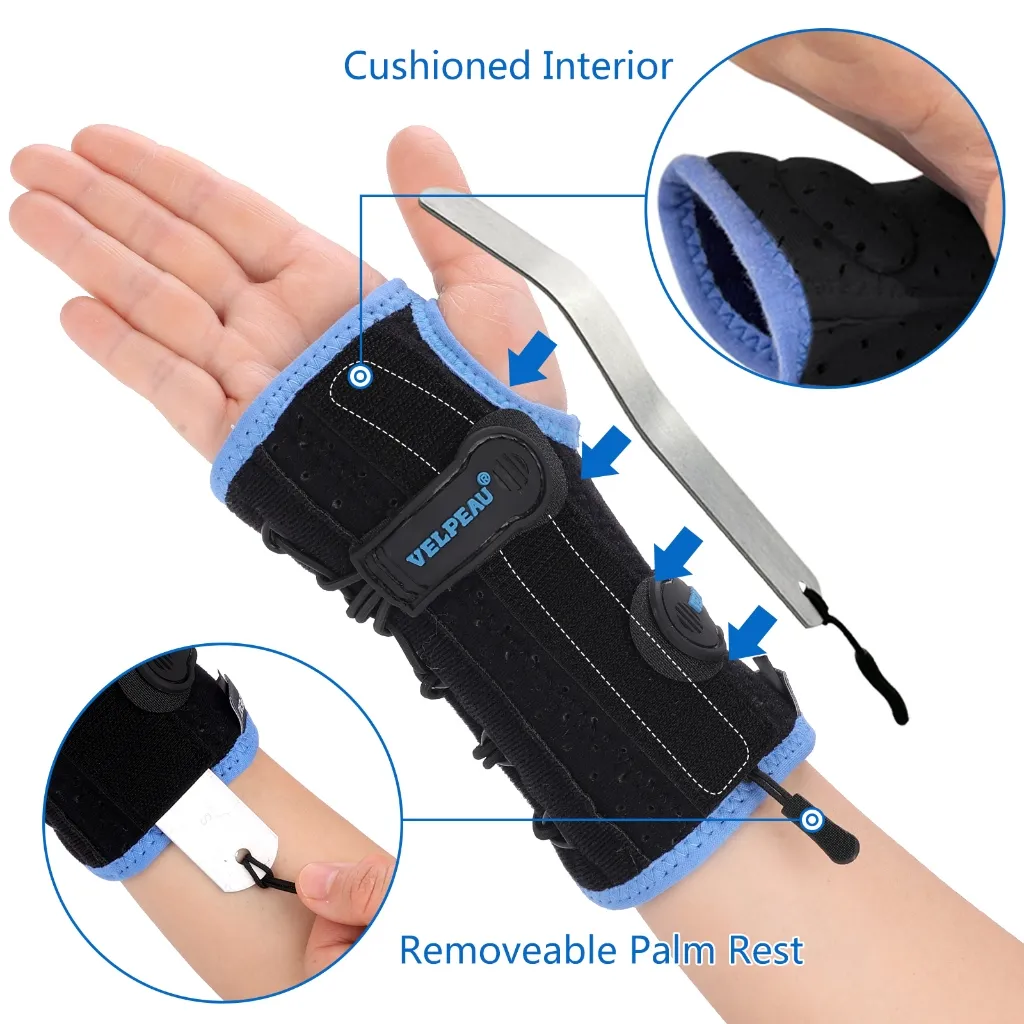 Ảnh Nẹp cổ tay quấn nhanh VELPEAU để giảm đường hầm cổ tay, cố định hỗ trợ giấc ngủ ban đêm có nẹp đệm & kim loại cho viêm khớp, bong gân 1