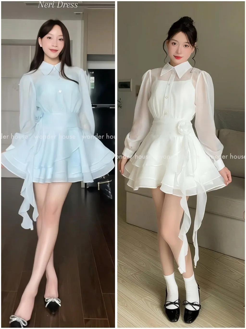 Ảnh Nesi Dress Wonderhouse Đầm thiết kế sơ tay dài dáng xòe tua rua chất vải dày dặn dự tiệc, dạo phố sang trọng nữ tính 1