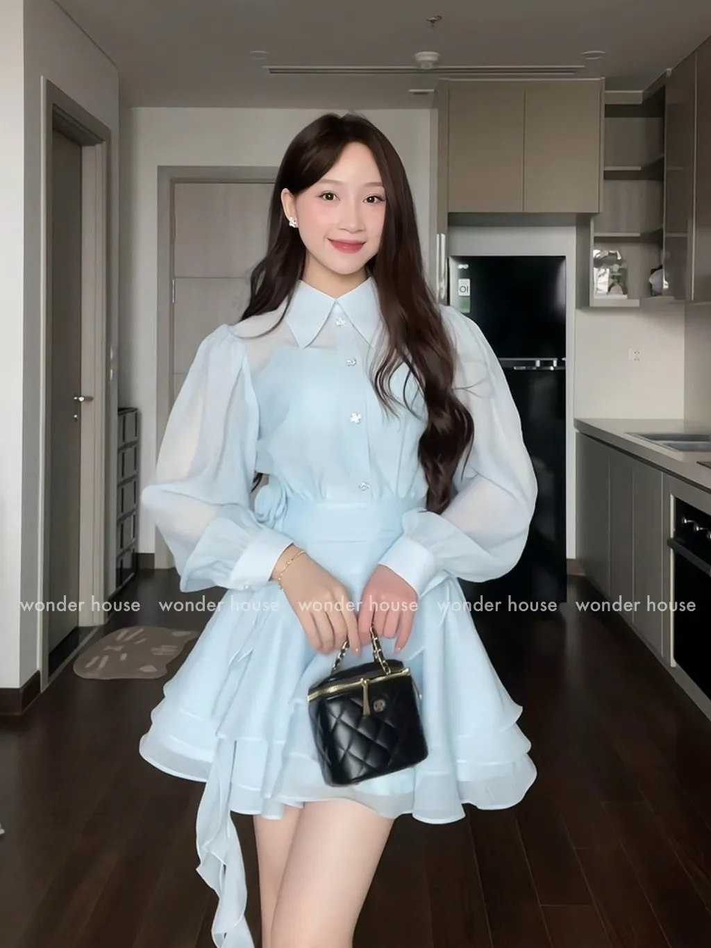 Ảnh Nesi Dress Wonderhouse Đầm thiết kế sơ tay dài dáng xòe tua rua chất vải dày dặn dự tiệc, dạo phố sang trọng nữ tính 4