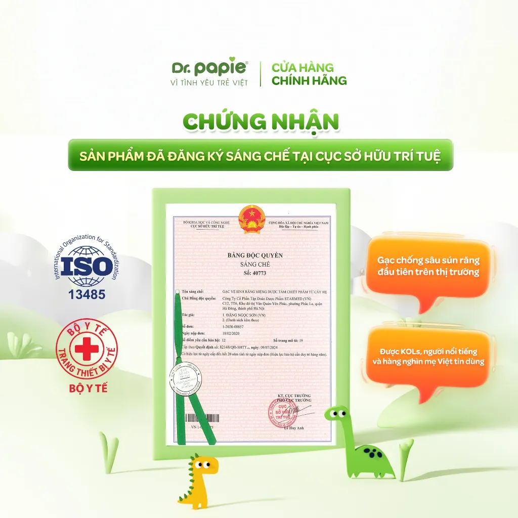 Ảnh [NEW] Gạc Chống Sún Răng DR.PAPIE 1+ Vệ Sinh Răng Miệng Cho Bé Từ 1 Tuổi  - 30Gói/Hộp 2