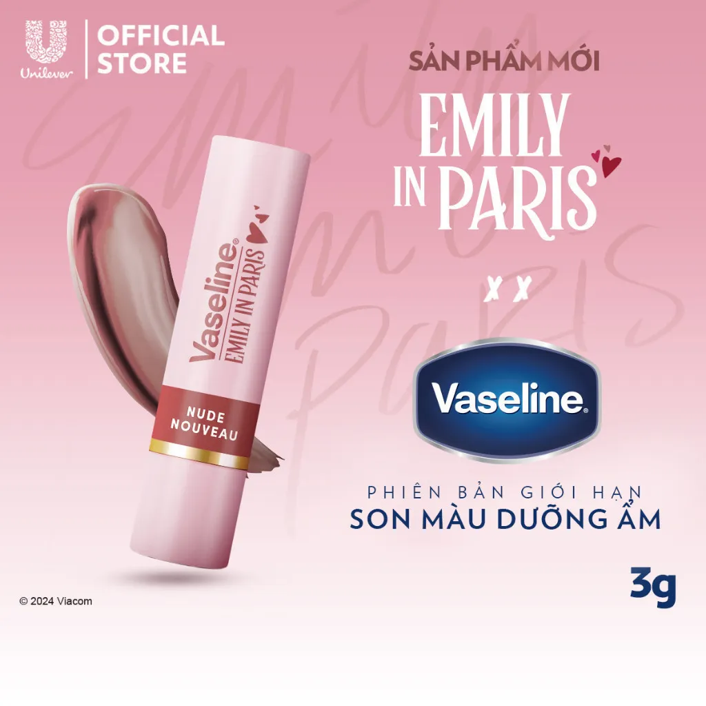 Ảnh [New] Son màu dưỡng môi Vaseline Emily In Paris 3g (Parisian Pink / Rouge Romance/ Nude Nouveau) 2