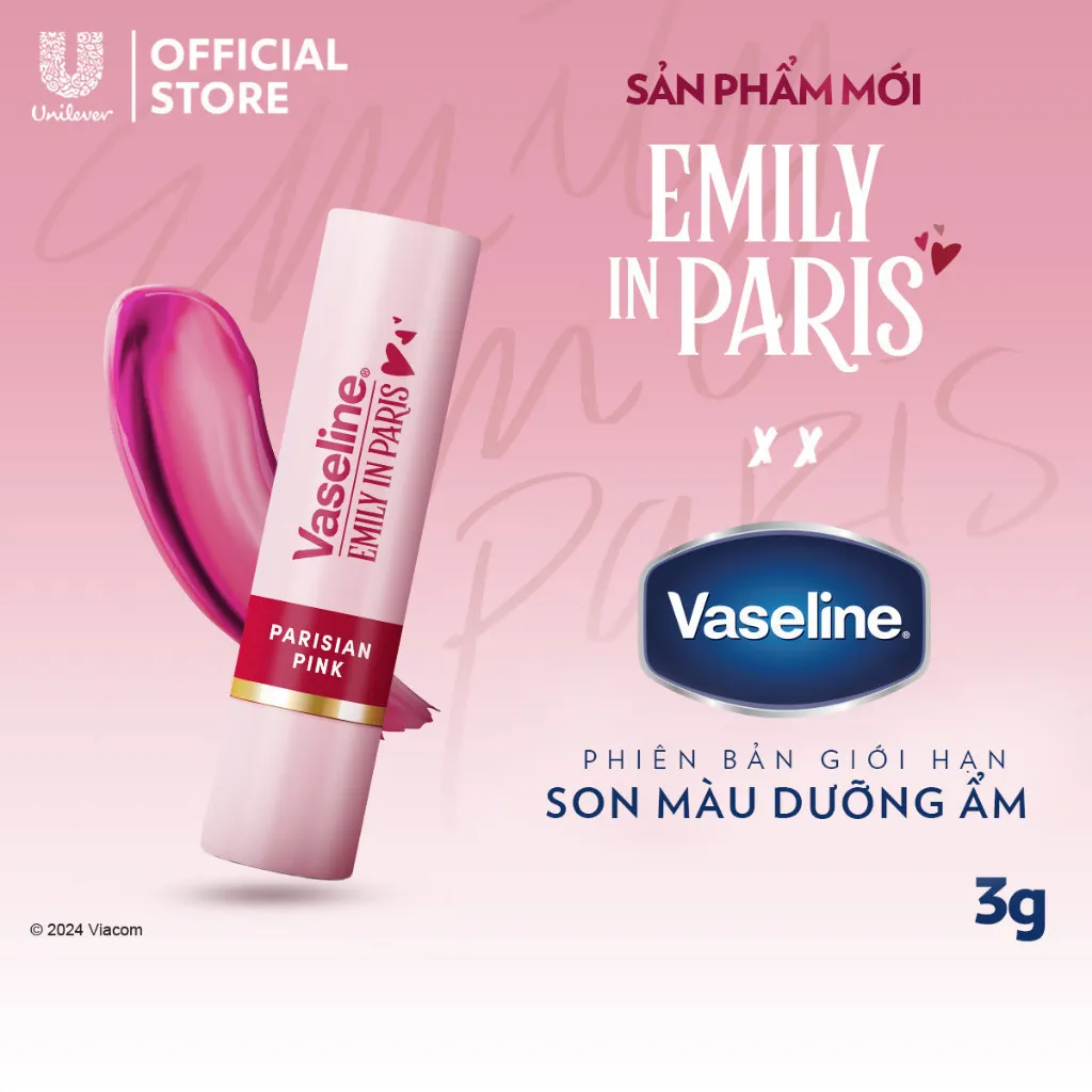Ảnh [New] Son màu dưỡng môi Vaseline Emily In Paris 3g (Parisian Pink / Rouge Romance/ Nude Nouveau) 3