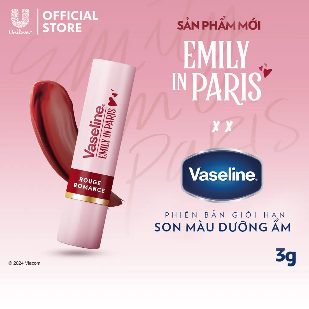 Ảnh [New] Son màu dưỡng môi Vaseline Emily In Paris 3g (Parisian Pink / Rouge Romance/ Nude Nouveau) 4