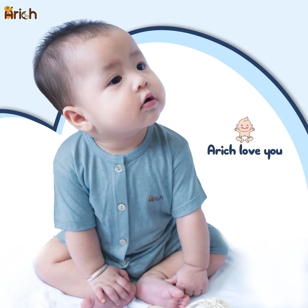 Ảnh Newborn-18 tháng,Bộ cộc tay cài thẳng vải sợi tre cao cấp 1
