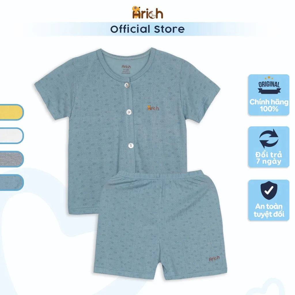 Ảnh Newborn-18 tháng,Bộ cộc tay cài thẳng vải sợi tre cao cấp 2
