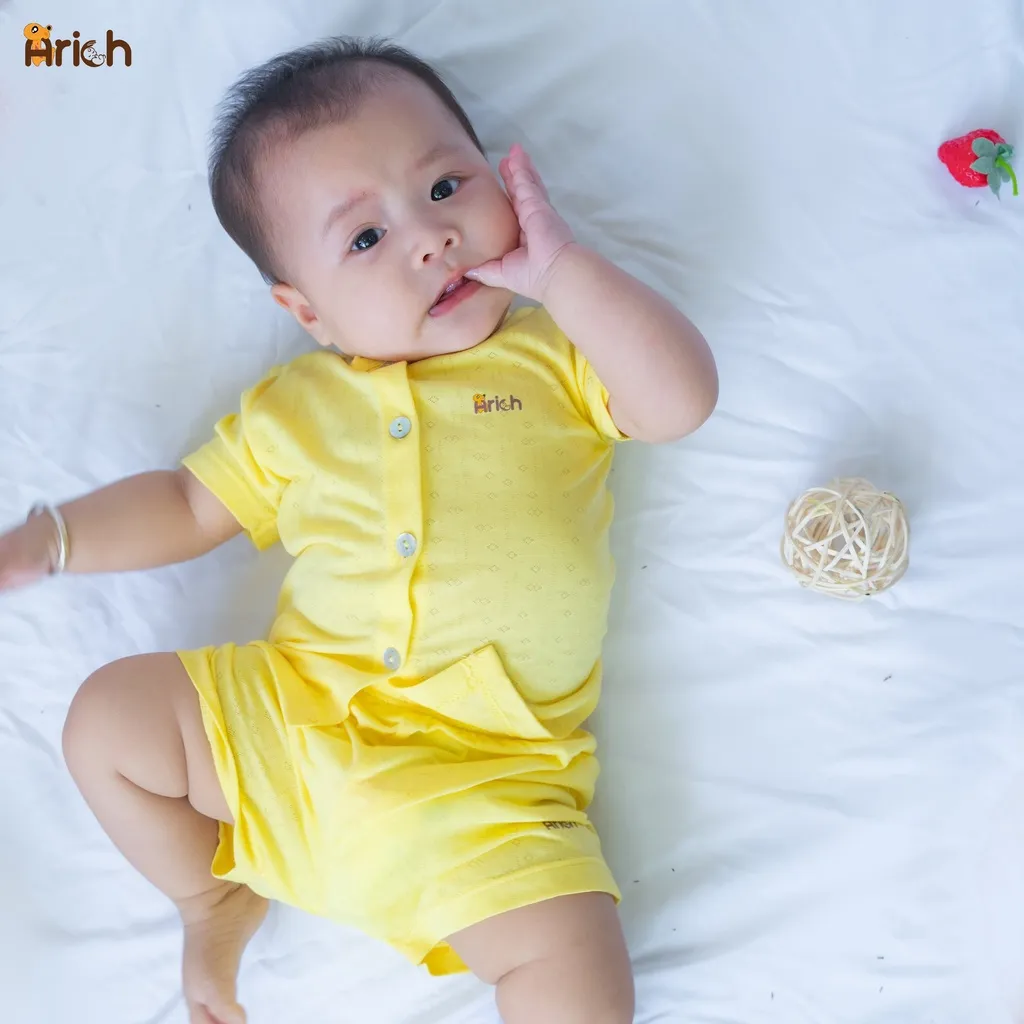 Ảnh Newborn-18 tháng,Bộ cộc tay cài thẳng vải sợi tre cao cấp 4