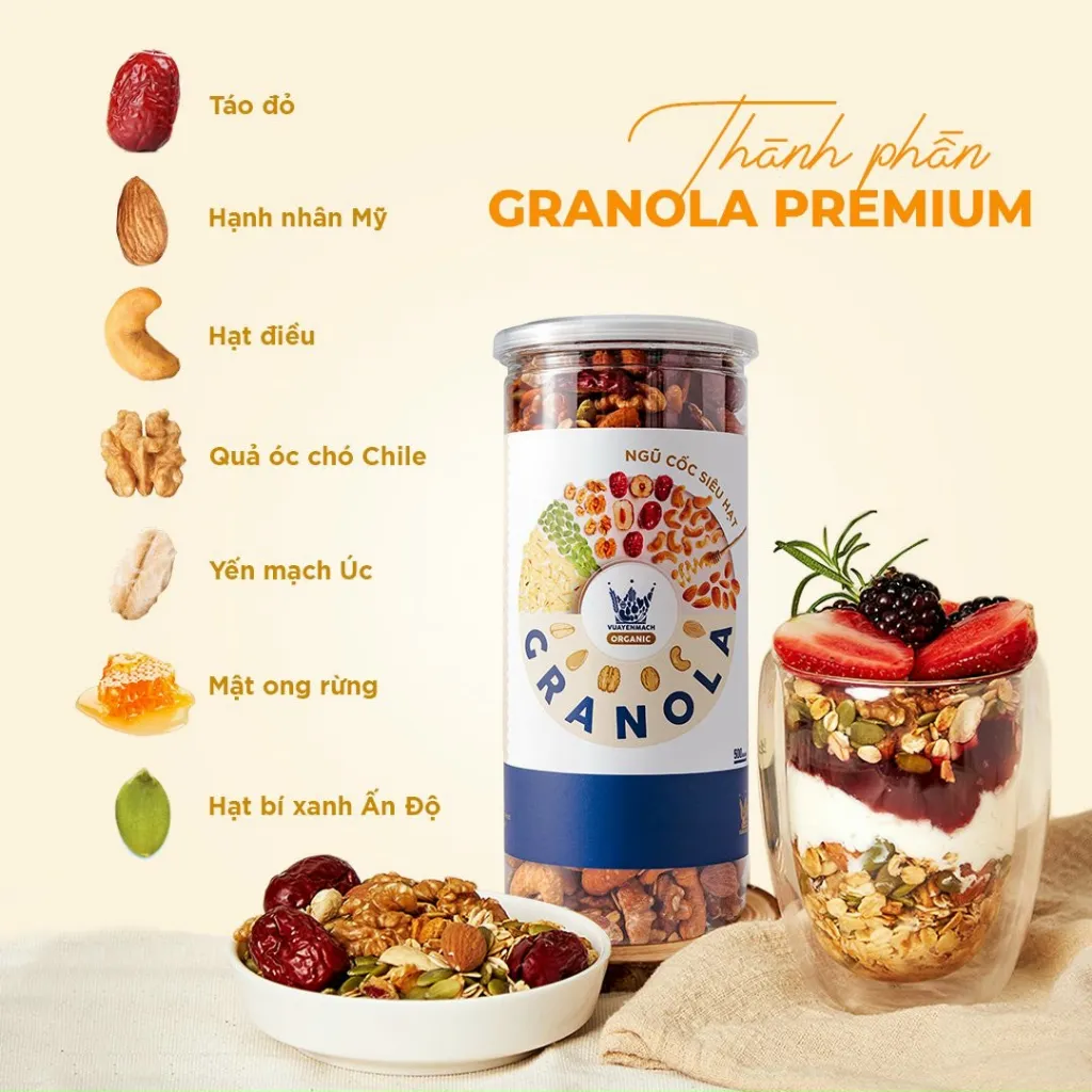 Ảnh Ngũ cốc Granola Siêu Hạt Premium Vua Yến Mạch 500g 3