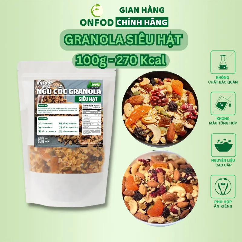 Đánh Giá Ngũ Cốc Granola ONFOD Siêu Hạt: Giảm Cân, Ăn Kiêng, Tiểu Đường, Gym, Yoga