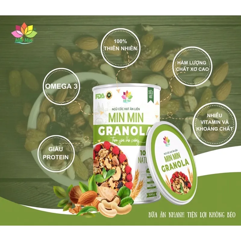 Ảnh Ngũ cốc hạt ăn liền Granola Min Min hộp 500g 4