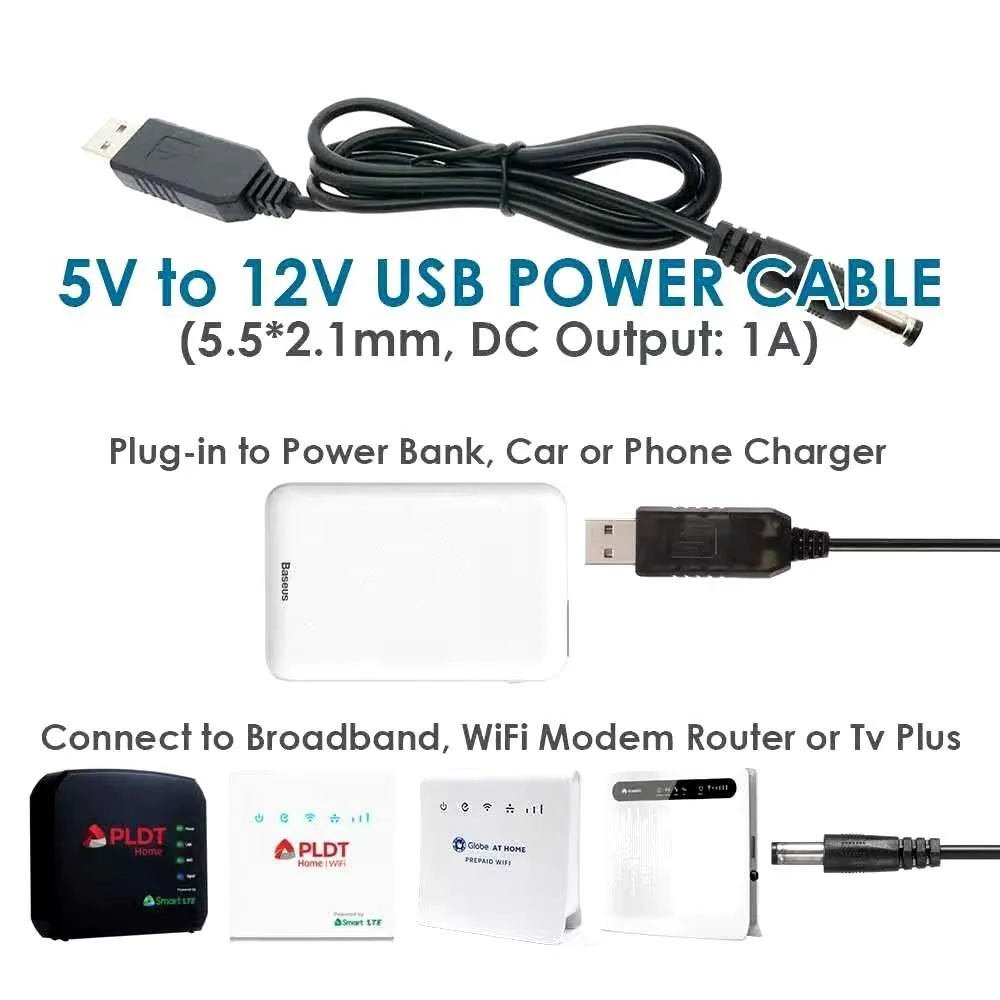 Ảnh Nguồn Dự phòng cho Modem Wifi, Usb Power Cab,le 5v to 9v 12v 5.5mm 2.1mm Adapter -SGALAS 2