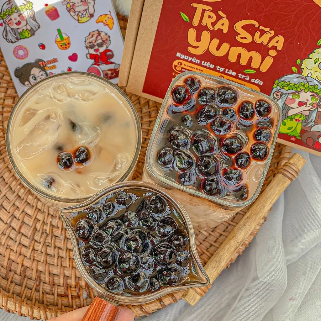 Ảnh Nguyên liệu làm Trà sữa tự nấu Trạm ngọt Yumi các loại set nhỏ 5-7 ly kèm hướng dẫn 4