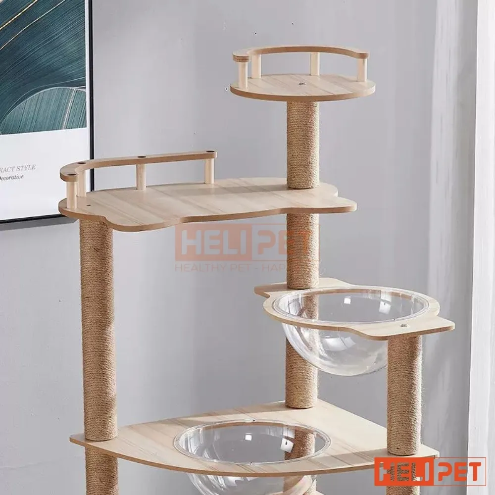 Ảnh Nhà Gỗ Cattree Nhà cây cho mèo leo trèo cào móng HELIPET Đa dạng thiết kế Dễ dàng lắp đặt 1