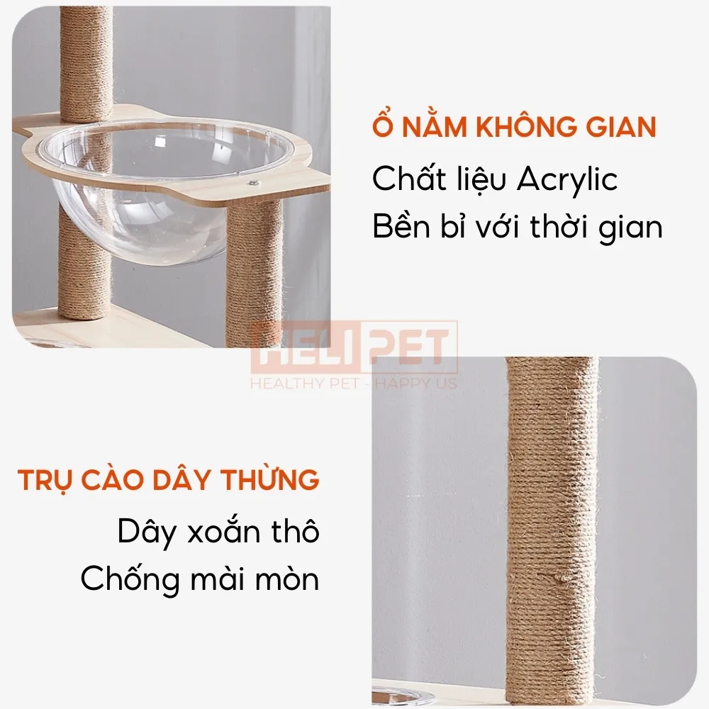 Ảnh Nhà Gỗ Cattree Nhà cây cho mèo leo trèo cào móng HELIPET Đa dạng thiết kế Dễ dàng lắp đặt 4