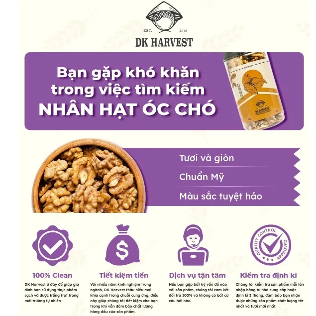 Ảnh Nhân Óc Chó Vàng DK Harvest 200g/400g - Nhập Khẩu Mỹ | Dinh Dưỡng Cho Mẹ Bầu & Trẻ Nhỏ, Tốt Cho Trí Não 3