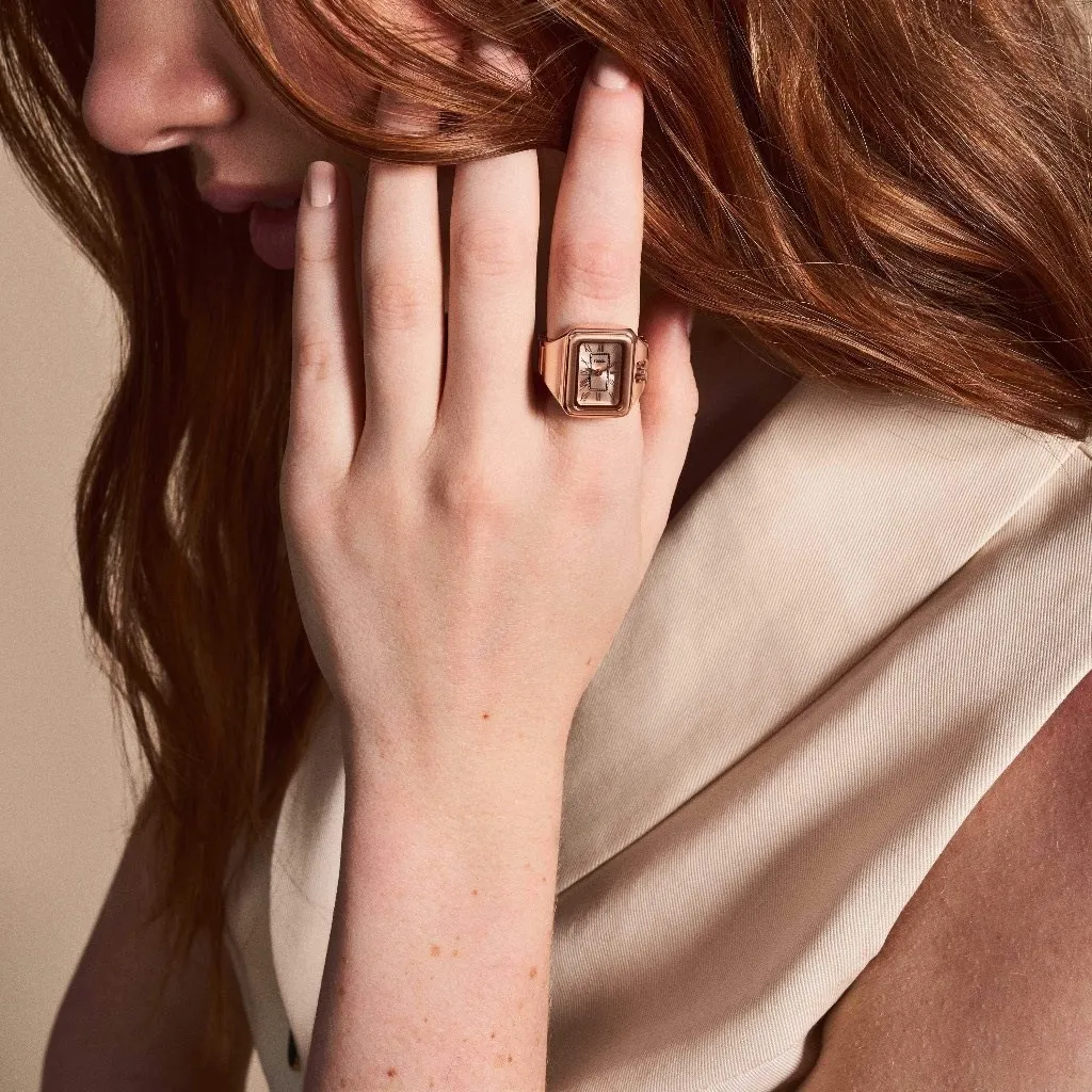 Ảnh Nhẫn đồng hồ nữ Fossil RAQUEL WATCH RING ES5345 dây thép không gỉ - màu vàng hồng 1