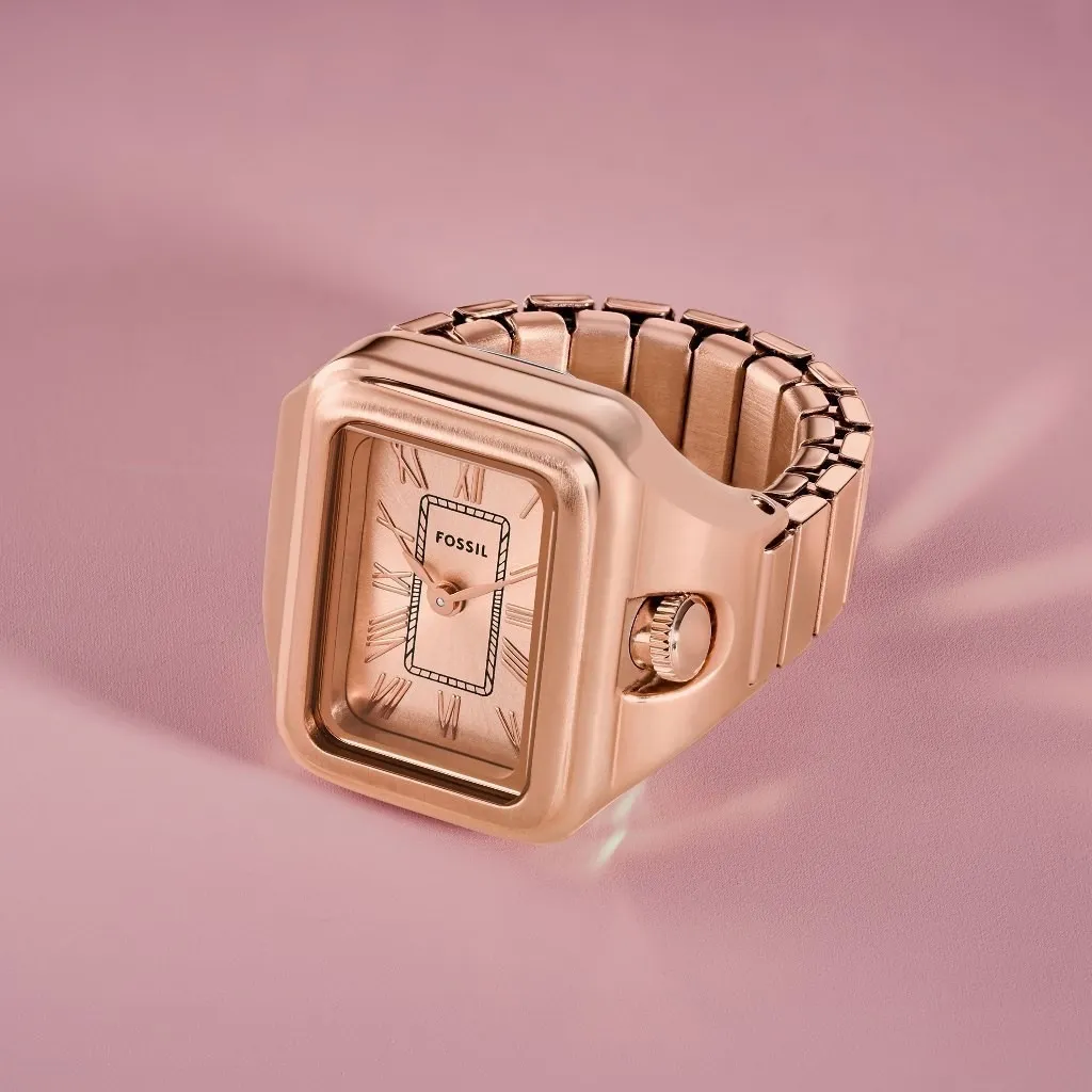Ảnh Nhẫn đồng hồ nữ Fossil RAQUEL WATCH RING ES5345 dây thép không gỉ - màu vàng hồng 2