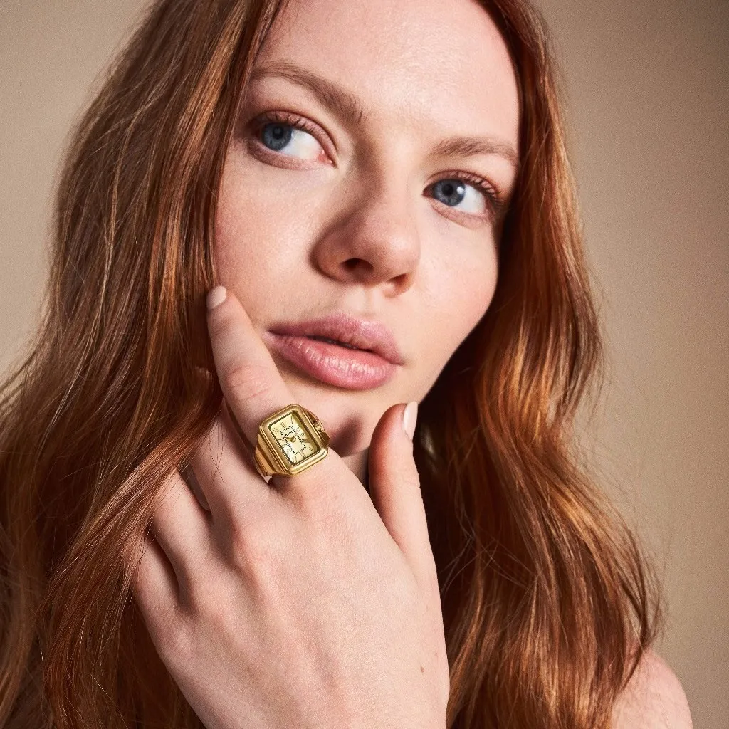 Ảnh Nhẫn đồng hồ nữ Fossil RAQUEL WATCH RING ES5343 dây thép không gỉ - màu vàng 2