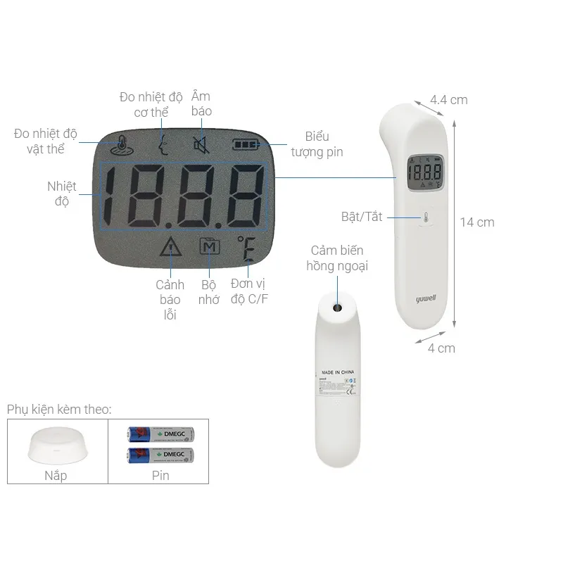 Ảnh Nhiệt kế hồng ngoại đo trán Yuwell YT-1C | Dr.Green | 3
