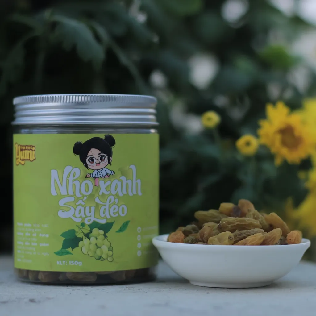 Ảnh Nho xanh sấy dẻo Ô mai Yumi hoa quả khô chua ngọt ăn vặt trái cây thơm ngon 3