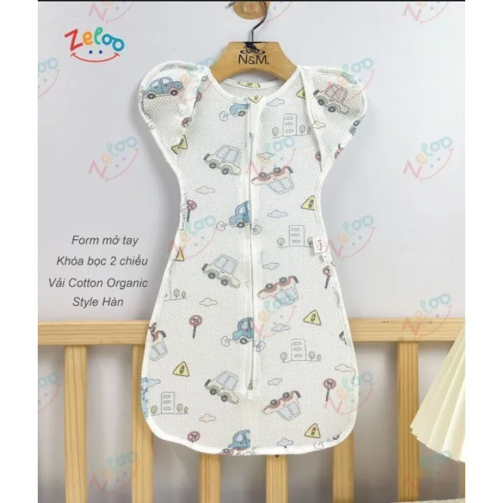 Ảnh Nhộng chũn thông hơi IQKAO TAY MỞ chất liệu mềm mại, thoáng mát, co giãn khóa 2 chiều cho bé 3-7kg Zeloo 3