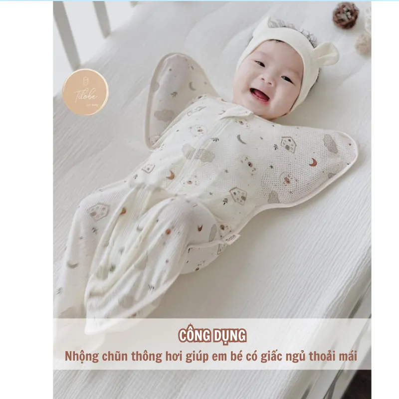 Ảnh Nhộng Chũn Thông Hơi Xuất Hàn Cho Bé IQKAO – Co Giãn 2 Chiều Mềm Mại Thoáng Khí – Ngủ Ngon Không Giật Mình 2