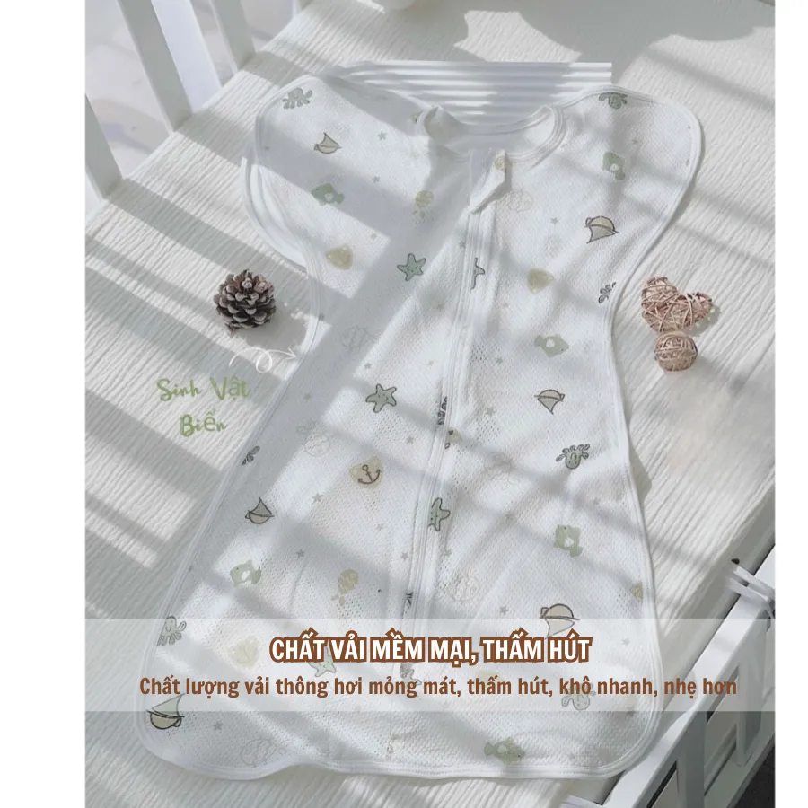 Ảnh Nhộng Chũn Thông Hơi Xuất Hàn Cho Bé IQKAO – Co Giãn 2 Chiều Mềm Mại Thoáng Khí – Ngủ Ngon Không Giật Mình 3