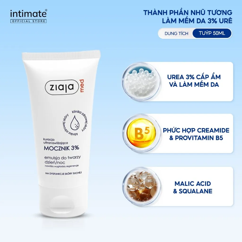 Ảnh Nhũ Tương Làm Mềm Da 3% Urê Ziaja Med Giúp Dưỡng Ẩm, Giảm Khô, Thô Ráp Và Nứt Nẻ Da 50ml 2