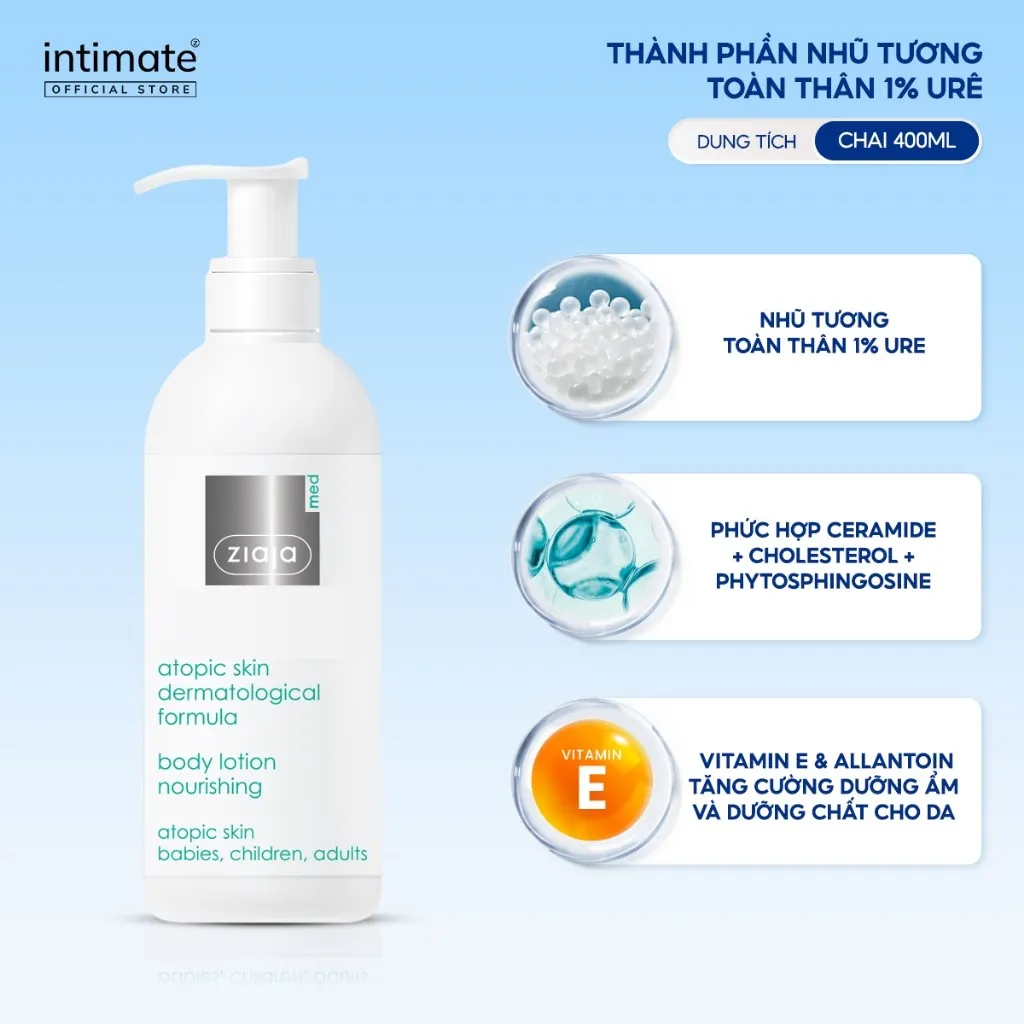 Ảnh Nhũ Tương Toàn Thân 1% Urê Ziaja Med Atopic Skin Dermatological Formula Giúp Làm Mềm Da 400ml 3