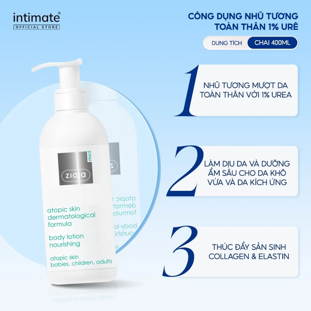 Ảnh Nhũ Tương Toàn Thân 1% Urê Ziaja Med Atopic Skin Dermatological Formula Giúp Làm Mềm Da 400ml 4
