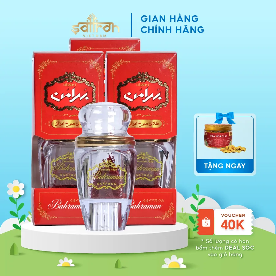 Ảnh Nhụy Hoa Nghệ Tây Saffron Bahraman 3 hộp 1gram/hộp 2