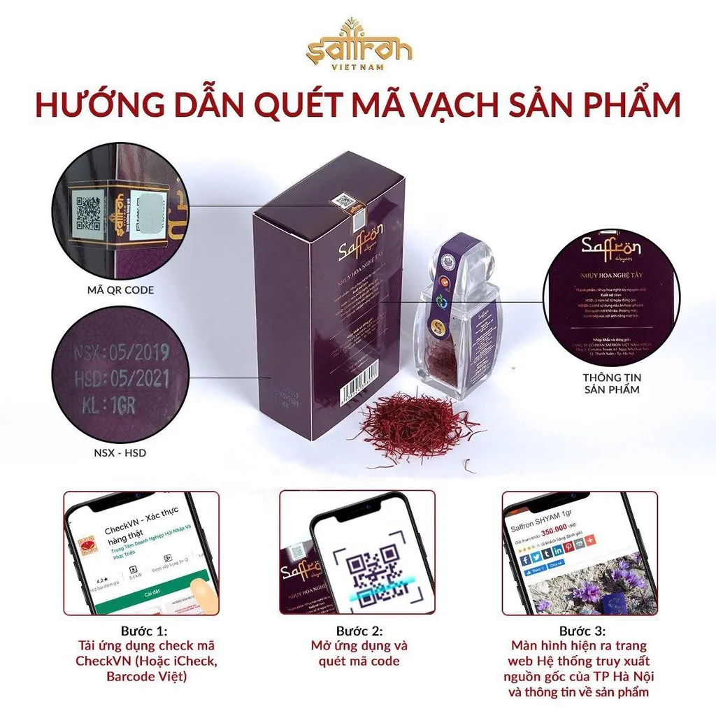Ảnh Nhụy Hoa Nghệ Tây Saffron Shyam 1gram/hộp 4