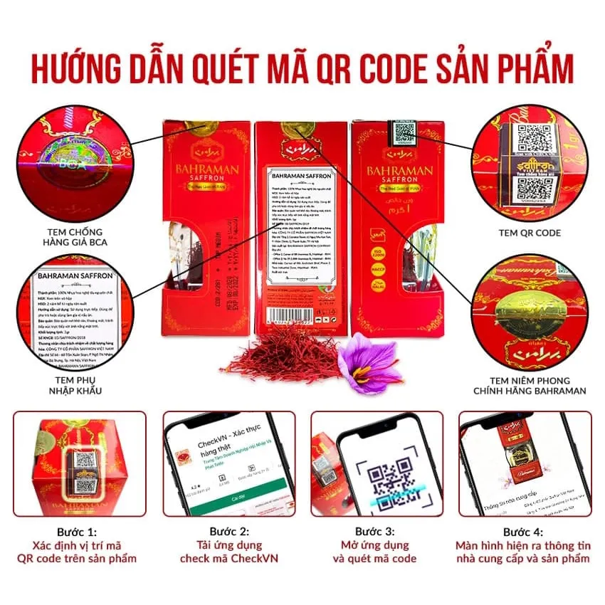 Ảnh Nhụy Hoa Nghệ Tây Saffron Bahraman 2 hộp 1gram/hộp 4