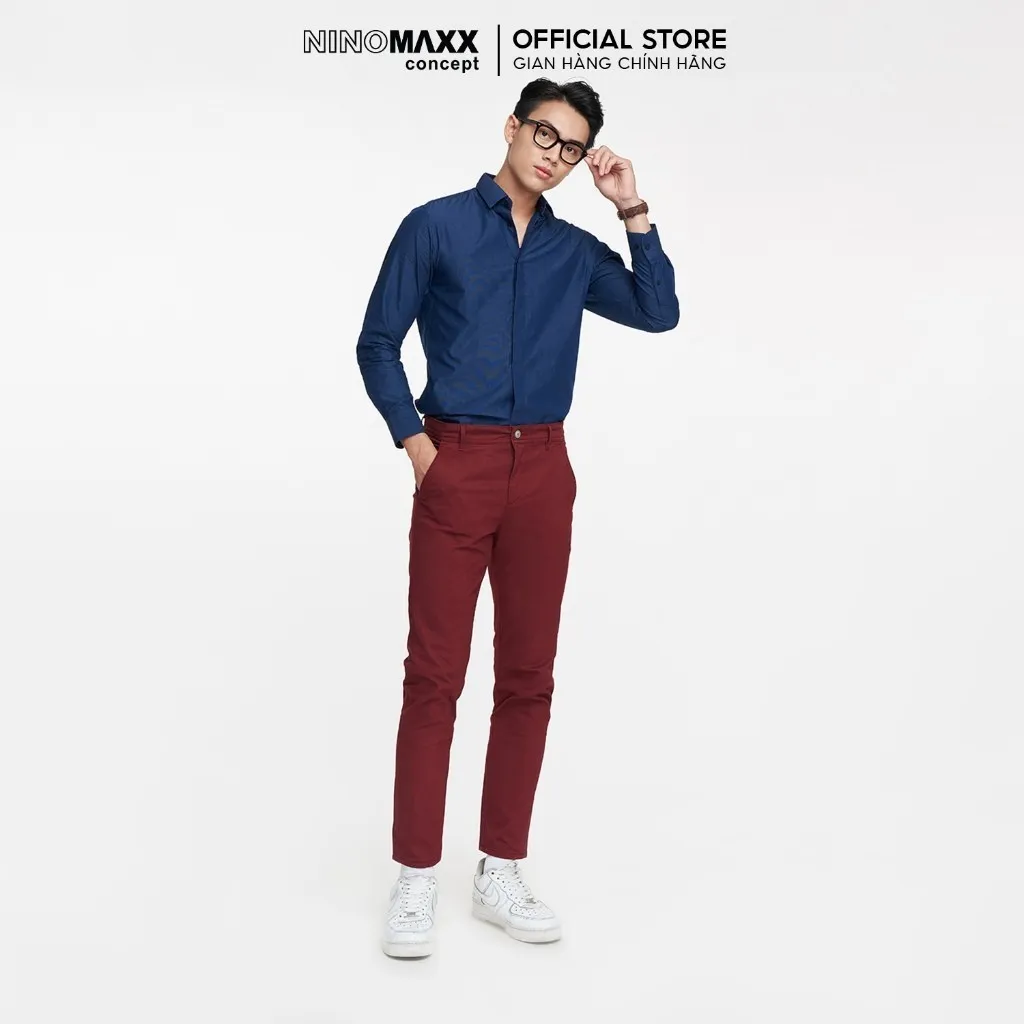 Ảnh NINOMAXX Quần Khaki Nam dài dáng slim fit cotton 1905098 3