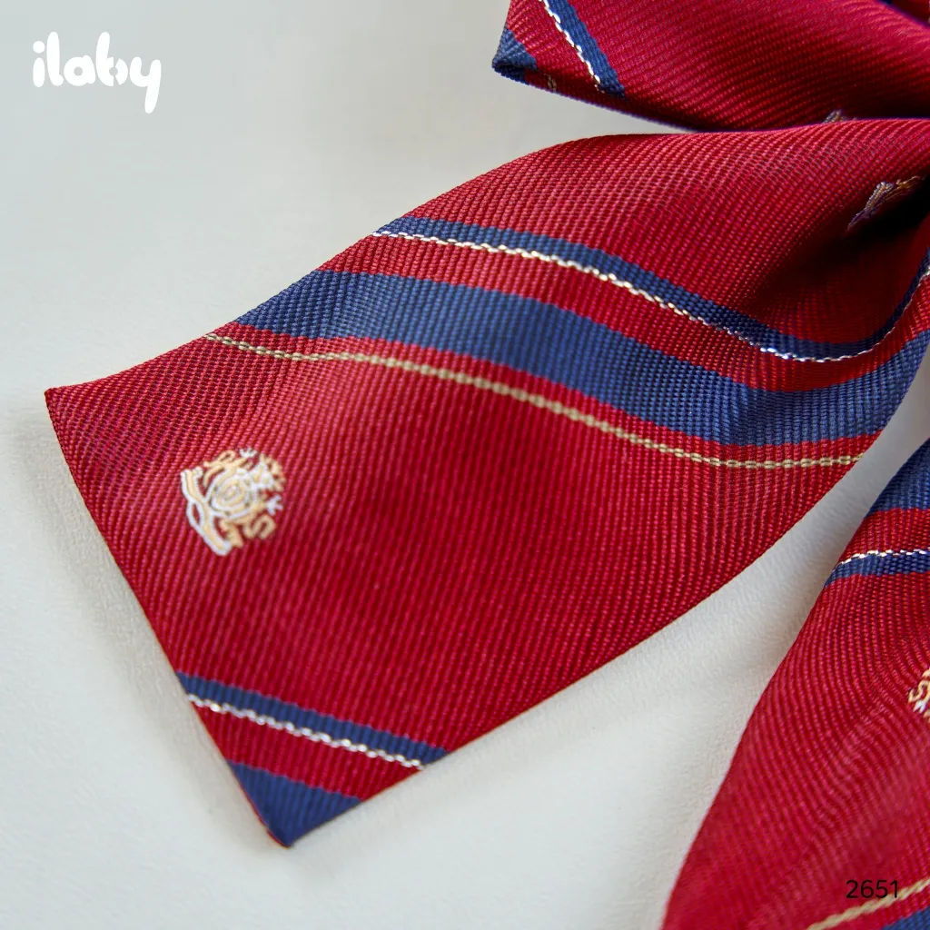 Ảnh Nơ cài áo ILABY cho bé gái họa tiết kẻ chéo dễ thương nơ phối áo sơ mi đi học [2651] 3