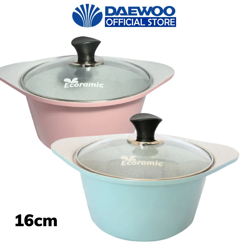 Ảnh Nồi đá 16cm, 5 lớp siêu bền Ecoramic EVL-16 Daewoo Hàn Quốc dung tích 1.29 lít Không chì, không PFOA, không chất độc hại 1