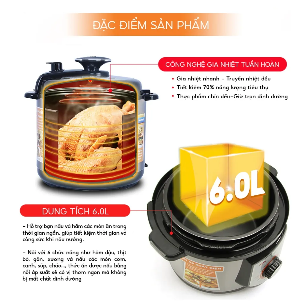 Ảnh Nồi áp suất điện 6L COMET - CM6151 3