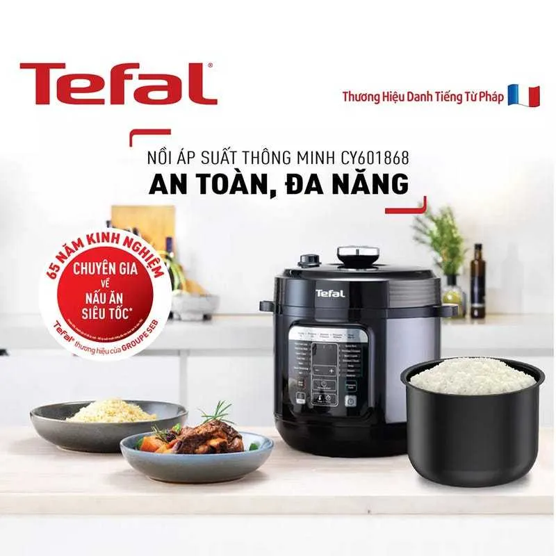 Ảnh Nồi áp suất điện đa năng Tefal 6 lít CY601868 - 15 chương trình cài sẵn - hẹn giờ lên đến 24 giờ 1