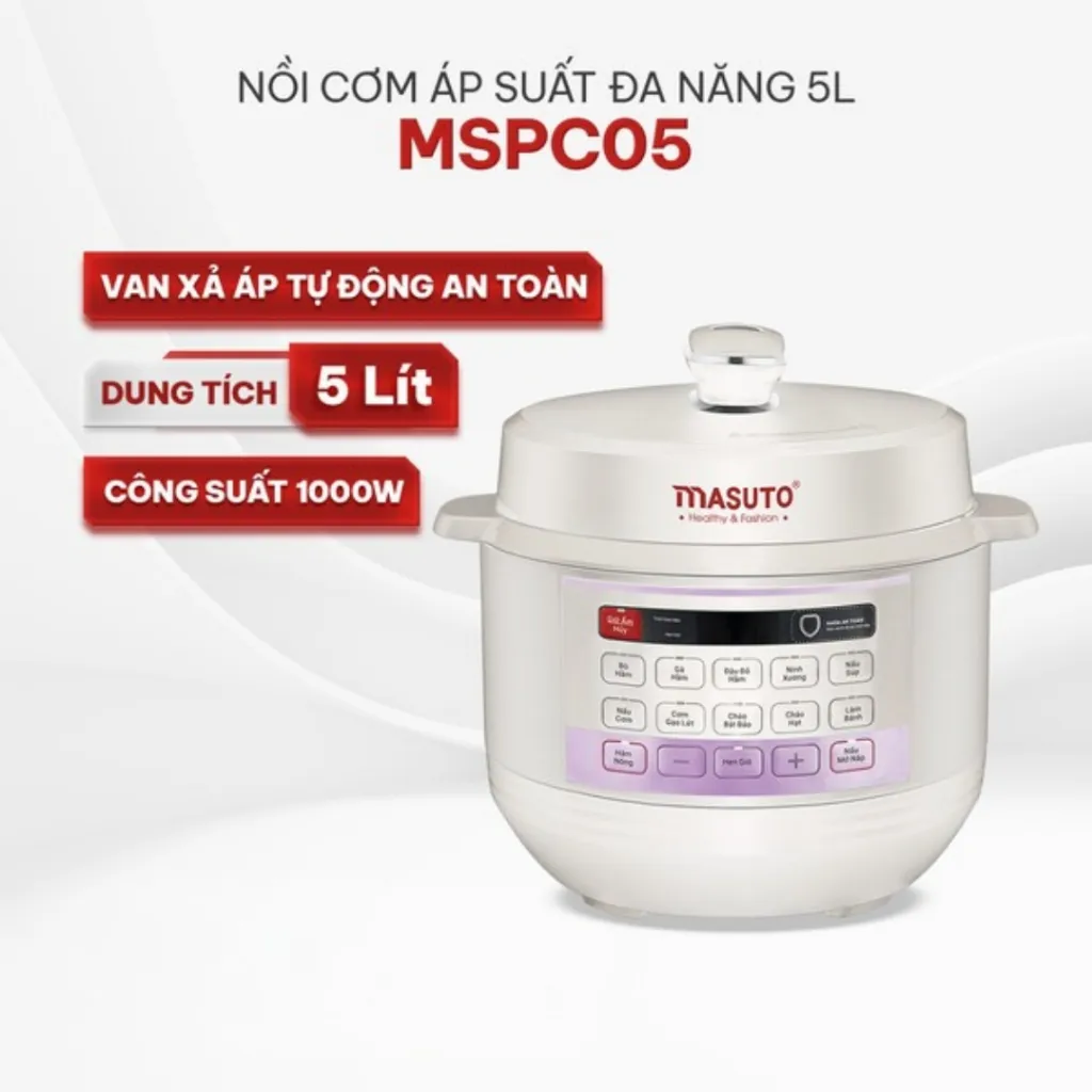 Ảnh Nồi Áp Suất Điện Masuto 5L Phiên Bản Nâng Cấp Kho Hầm Nhừ Nấu Cơm Nấu Lẩu Đa Năng Có Nấu Mở Nắp 3