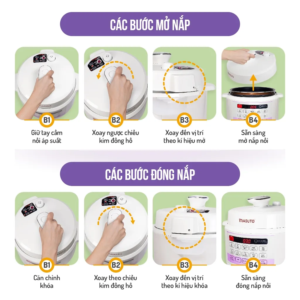 Ảnh Nồi Áp Suất Điện Masuto 5L Phiên Bản Nâng Cấp Kho Hầm Nhừ Nấu Cơm Nấu Lẩu Đa Năng Có Nấu Mở Nắp 4
