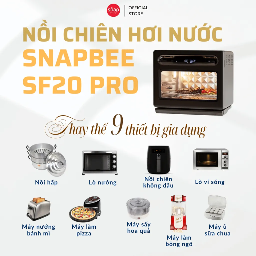 Ảnh Nồi Chiên Hơi Nước Snapbee SF20 PRO–Dung Tích 20L–Công Nghệ Đột Phá–56 Chế Độ Nấu–Phụ Kiện Inox 316 [Snap Kitchen] 4