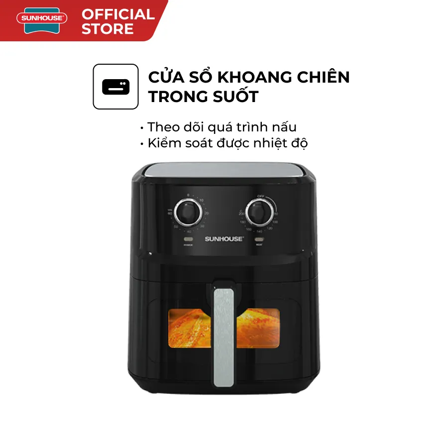 Ảnh Nồi chiên không dầu 6.5L SUNHOUSE SHD4030 - Công nghệ Rapid Air giảm tới 80% dầu mỡ - Khoang chiên trong suốt 3