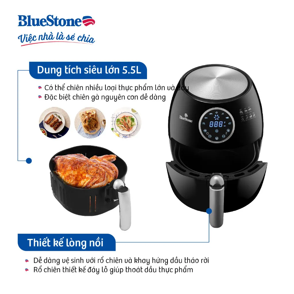 Ảnh Nồi Chiên Không Dầu BlueStone  AFB-5876 - 5.5L - 1800W 4