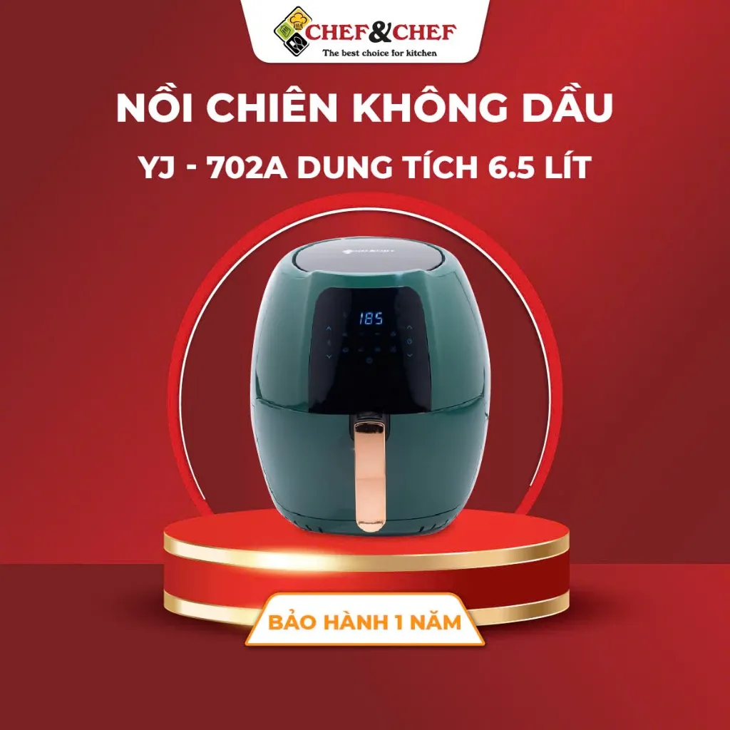 Ảnh Nồi Chiên Không Dầu Điện Tử CHEF&CHEF 6.5L YJ-702A – Hiện Đại, Dễ Dùng, Chiên Nướng Giòn Ngon 1
