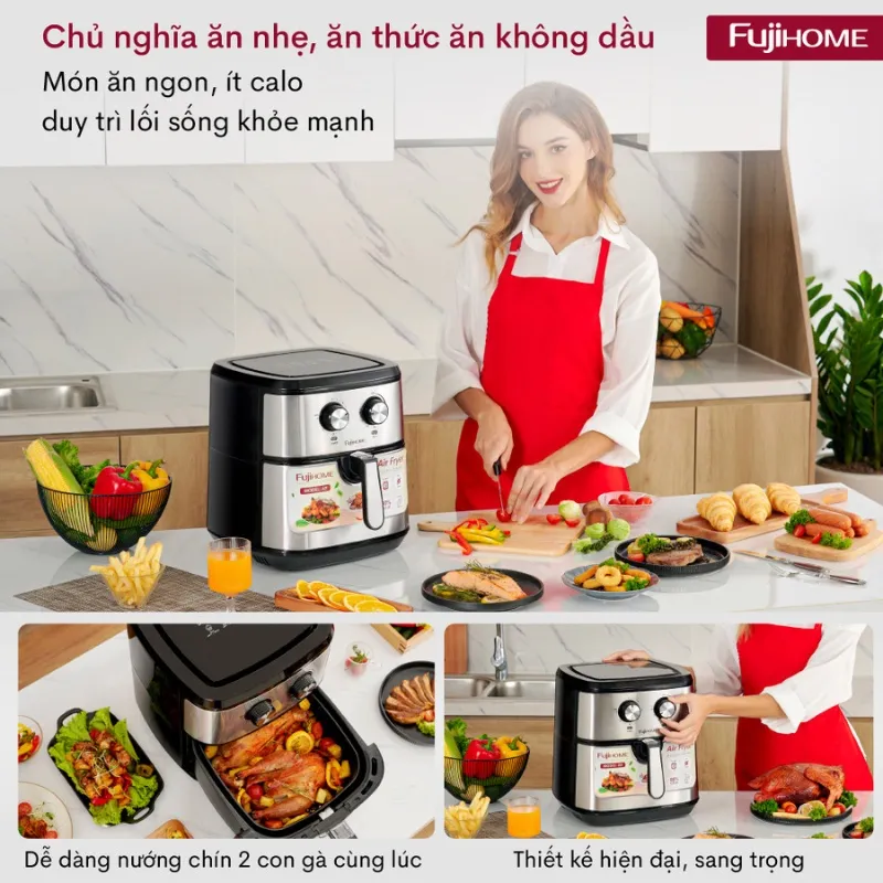 Ảnh Nồi chiên không dầu FUJIHOME A9 dung tích 9.2 lít - Công suất 1800W - Bảo hành điện tử toàn quốc 4