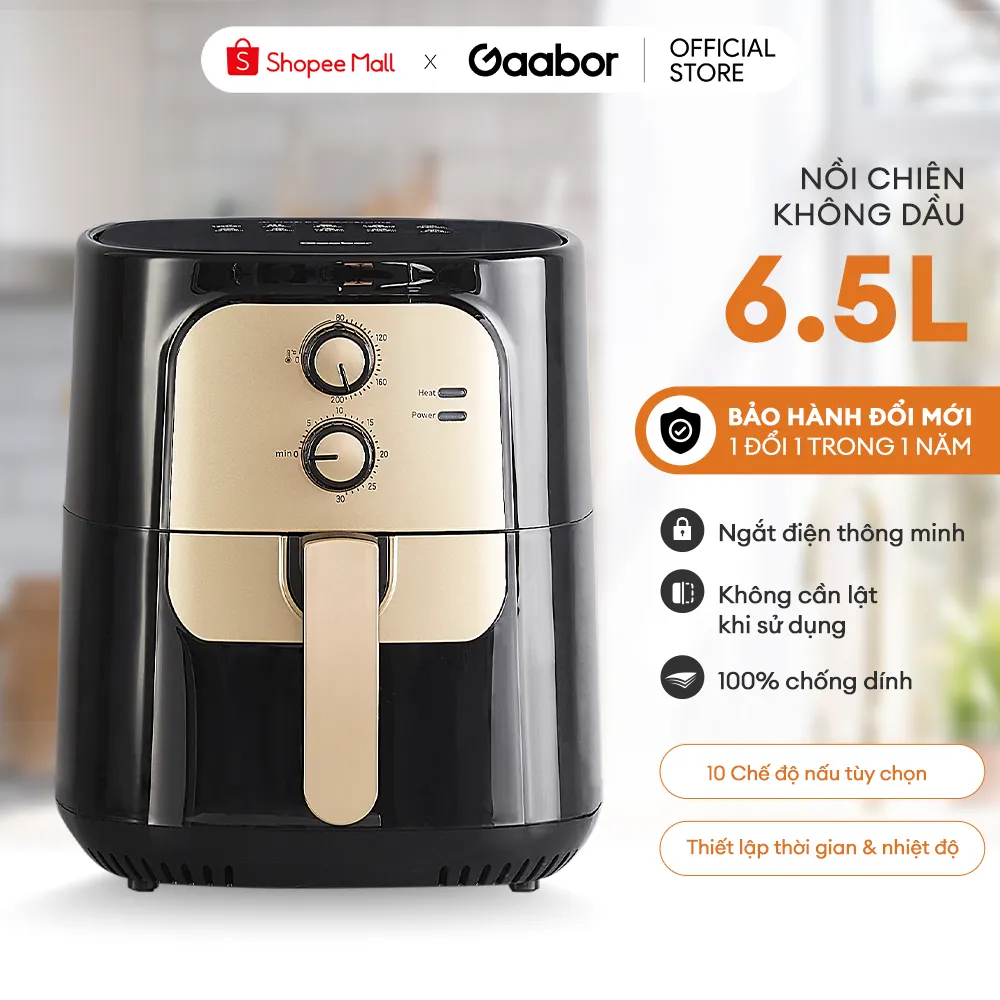 Ảnh Nồi chiên không dầu GAABOR 6.5 lít AF65M-BK01A dung tích lớn, công suất mạnh 1400W nồi chiên đa năng 2