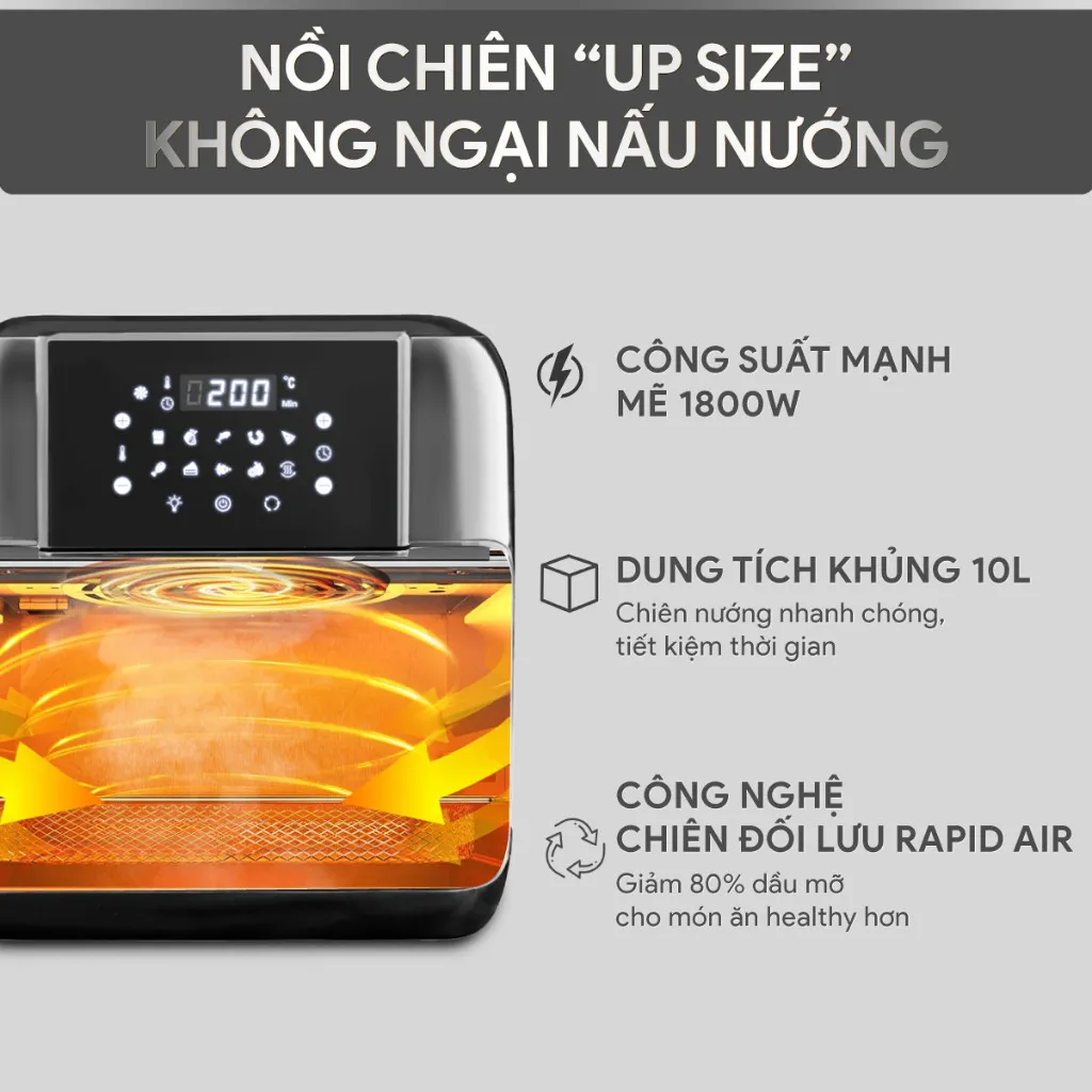 Ảnh Nồi Chiên Không Dầu Điện Tử BlueStone AFB-5888 - 10 Lít - 1800W 2