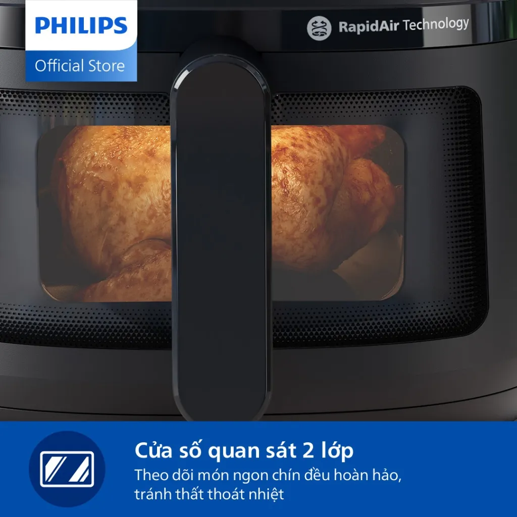 Ảnh Nồi Chiên Không Dầu Điện Tử Philips NA220/00 4.2 lít |1500W| Cửa Sổ Kính, - Hàng Chính Hãng 1